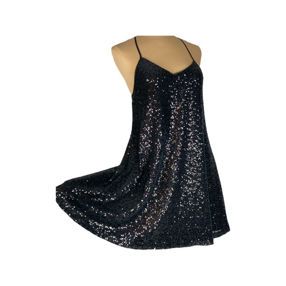 Pearl Georgina Chapman of Marchesa Sequin Trapeze Mini Dress Size 10 Black NWT - Picture 5 of 16